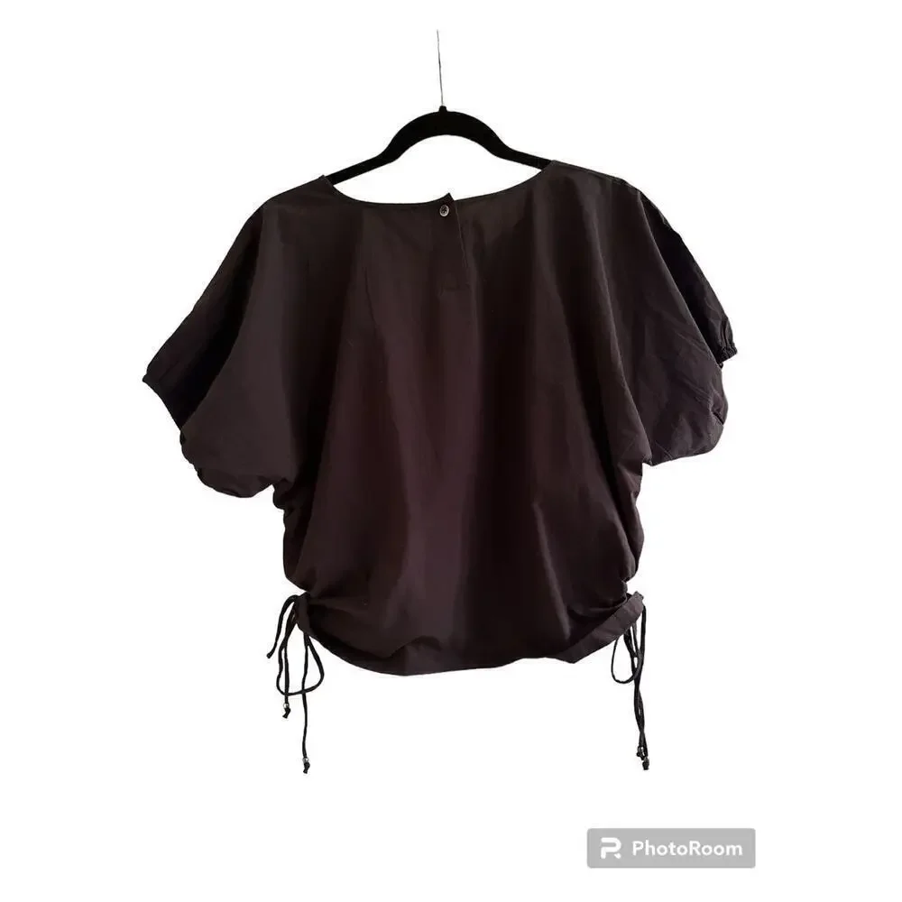 Madewell Poplin Puff Sleeve Cut Out Crop Top Size XXS
